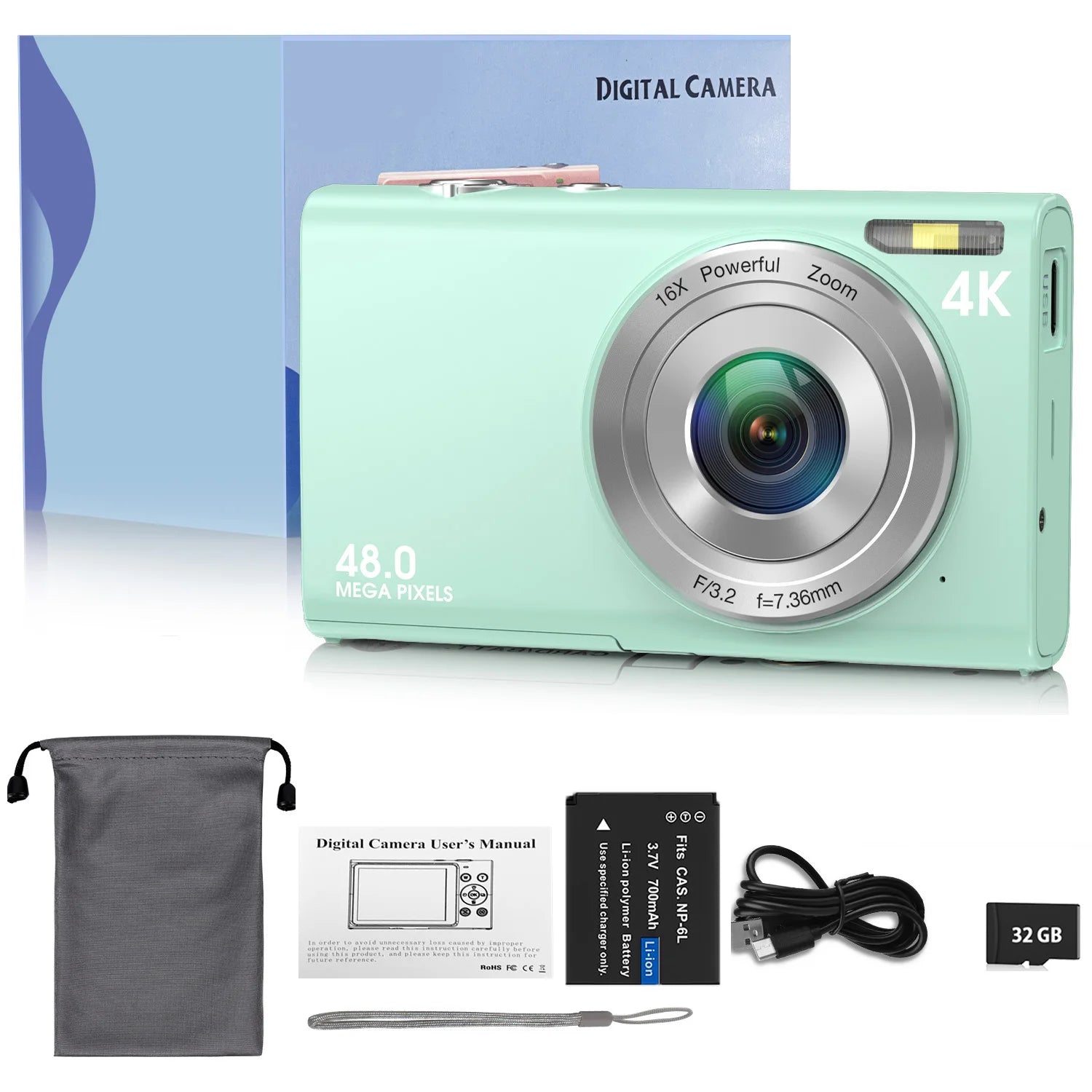 4K 48MP Digital Camera with Autofocus & Large Screen