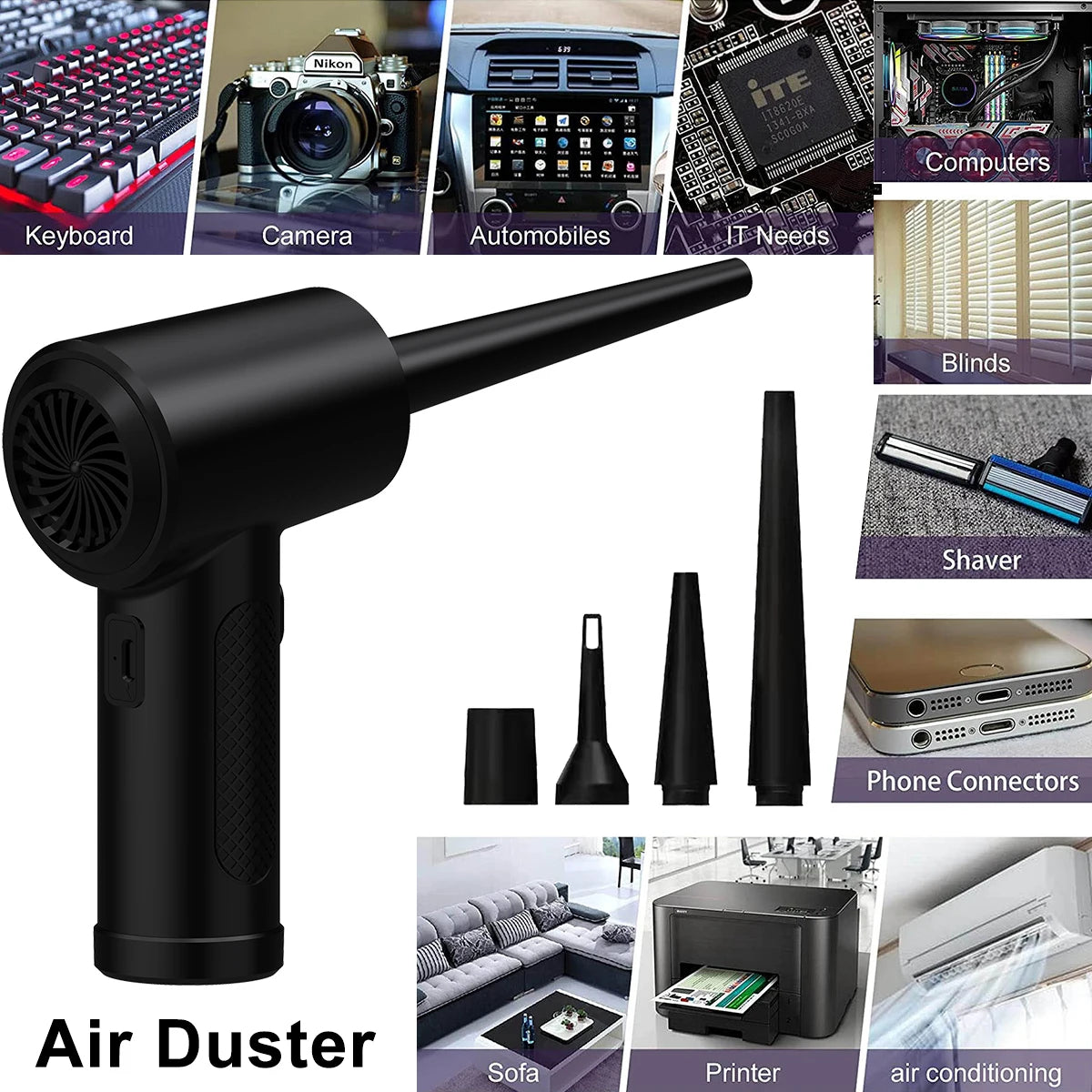 Cordless Air Duster – 51000RPM Compressed Air Blower with LED for PC & Keyboard