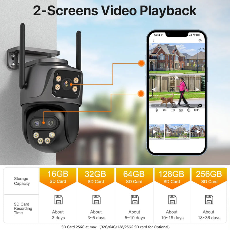 6K 9MP WiFi PTZ Outdoor Camera with Triple Lens & 8X Zoom