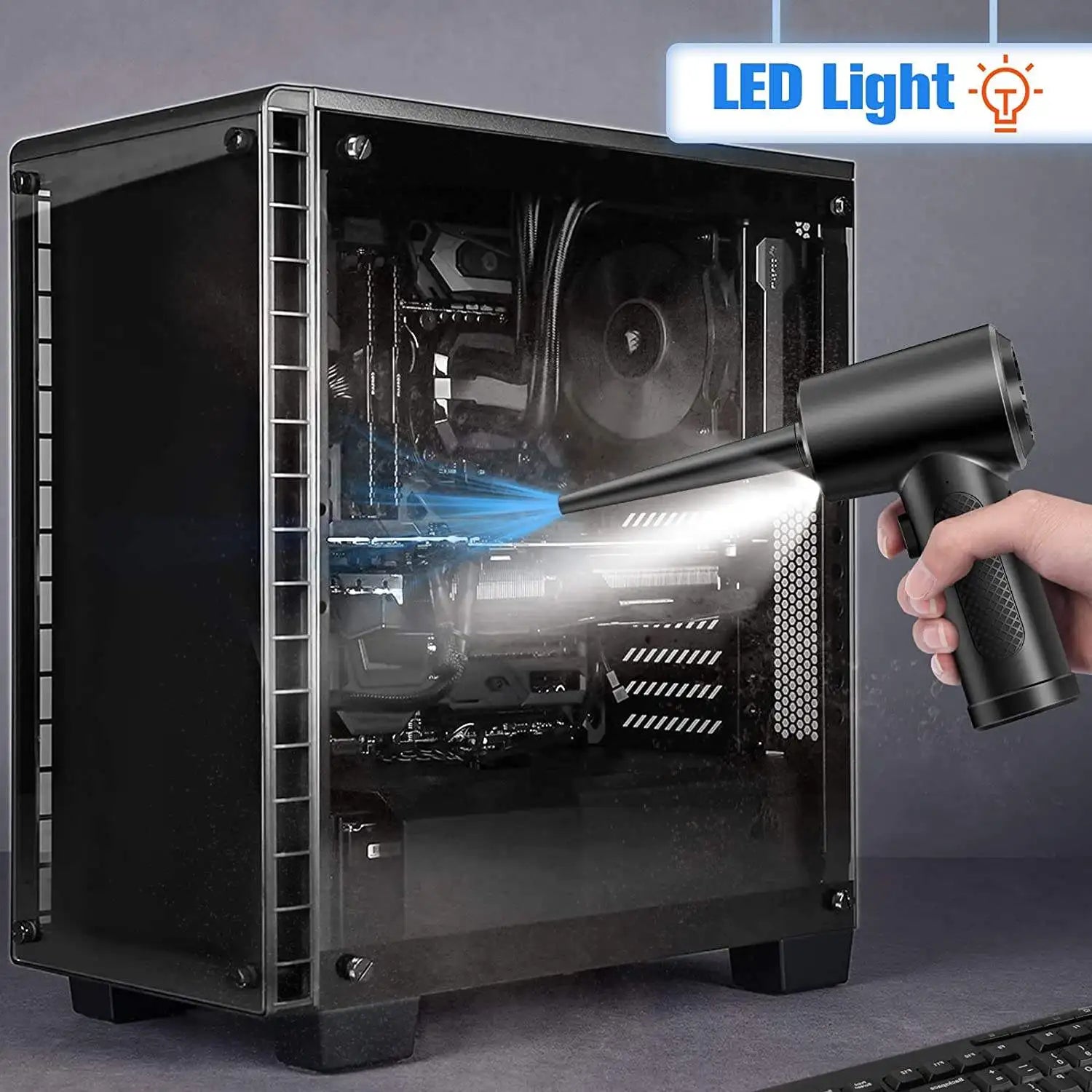 Cordless Air Duster – 51000RPM Compressed Air Blower with LED for PC & Keyboard