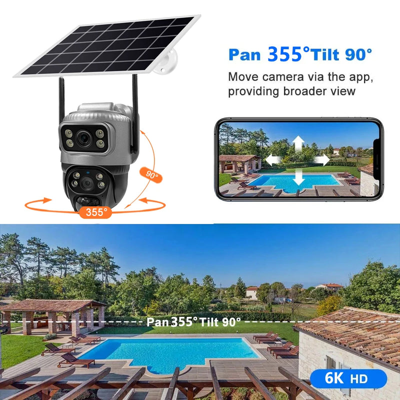 8MP 4K Solar 4G WiFi Outdoor Camera with Dual Lens & PIR Detection