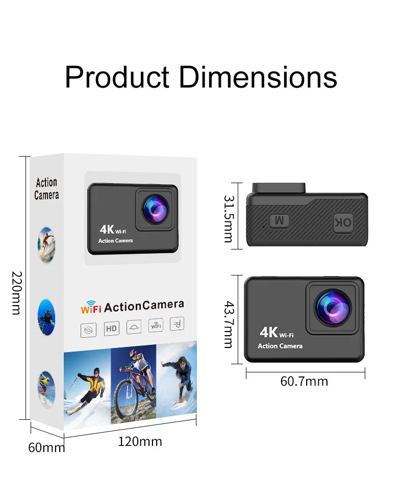4K Action Camera with WiFi & Waterproof Case