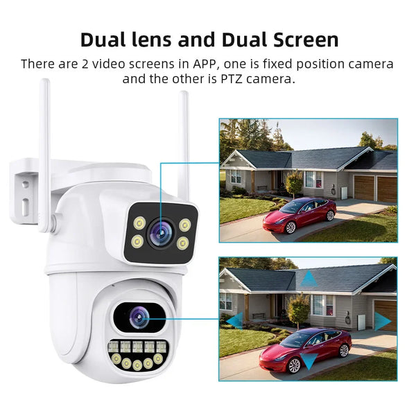 4K 8MP WiFi PTZ Security Camera with Dual Lens & AI Human Detection