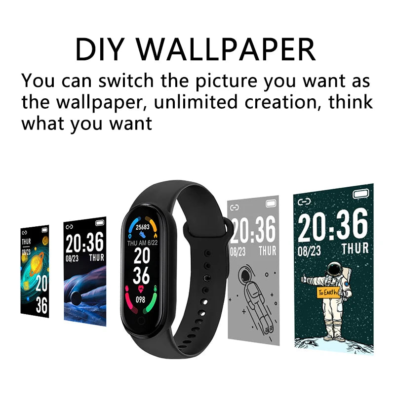 M6 Fitness Smartwatch – Waterproof Health Tracker for Men & Women