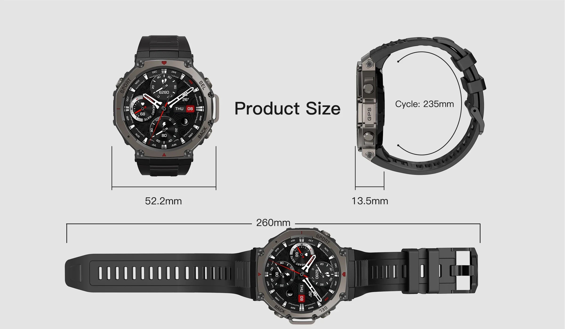 2025 GPS Smartwatch – AMOLED, Compass, Altimeter, 60-Day Battery, Bluetooth Call