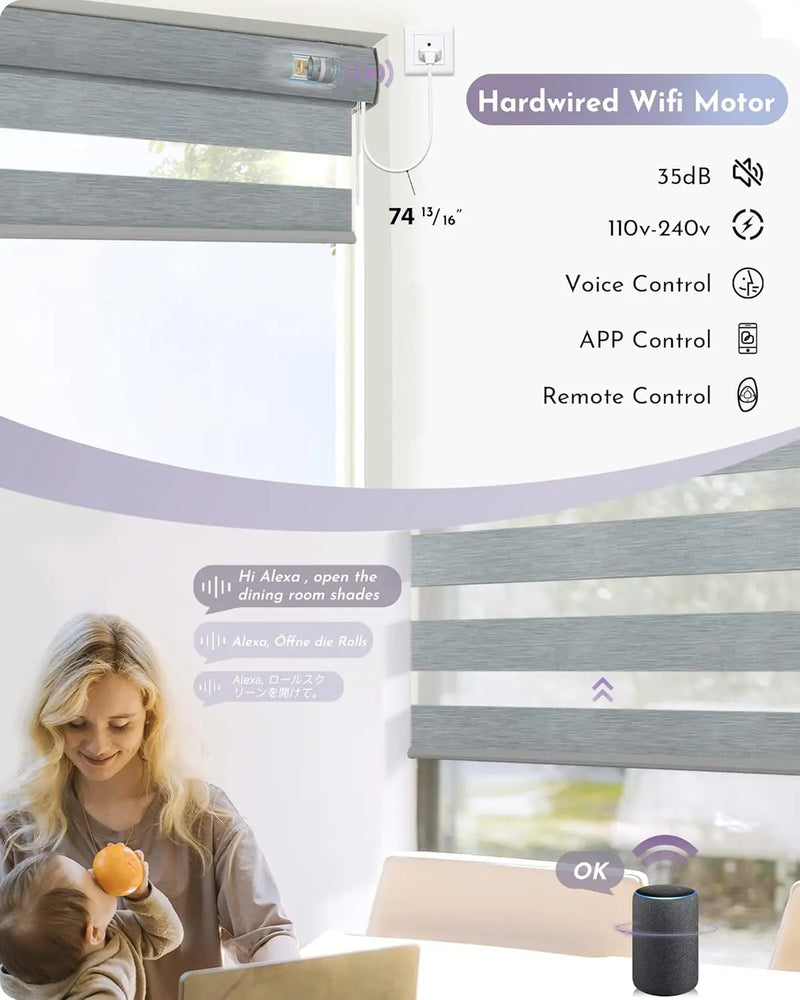 Smart Motorized Zebra Blinds – Alexa & Google Compatible