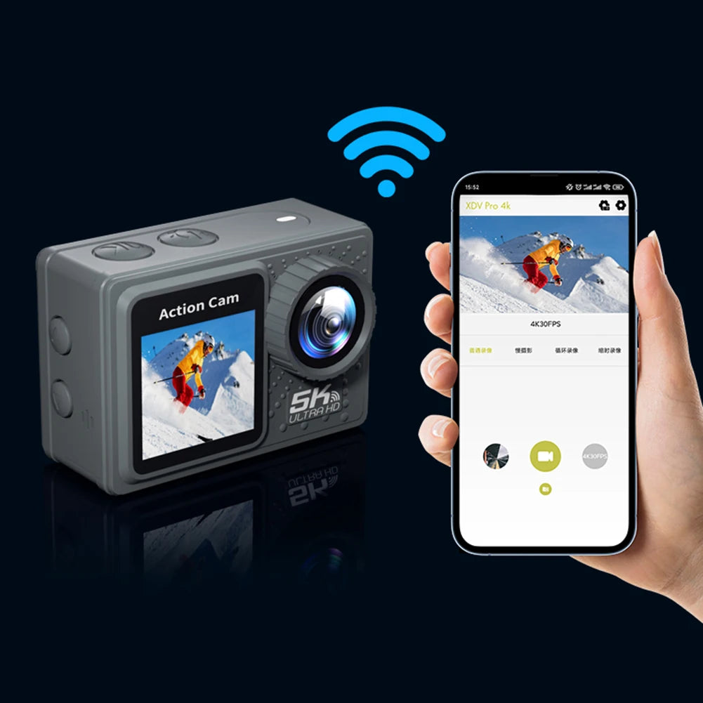 5K/4K 60FPS Dual Screen Waterproof Action Camera