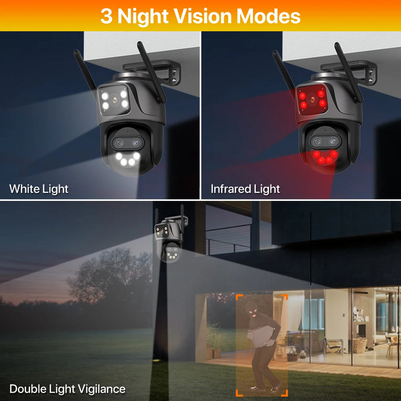 6K 9MP WiFi PTZ Outdoor Camera with Triple Lens & 8X Zoom
