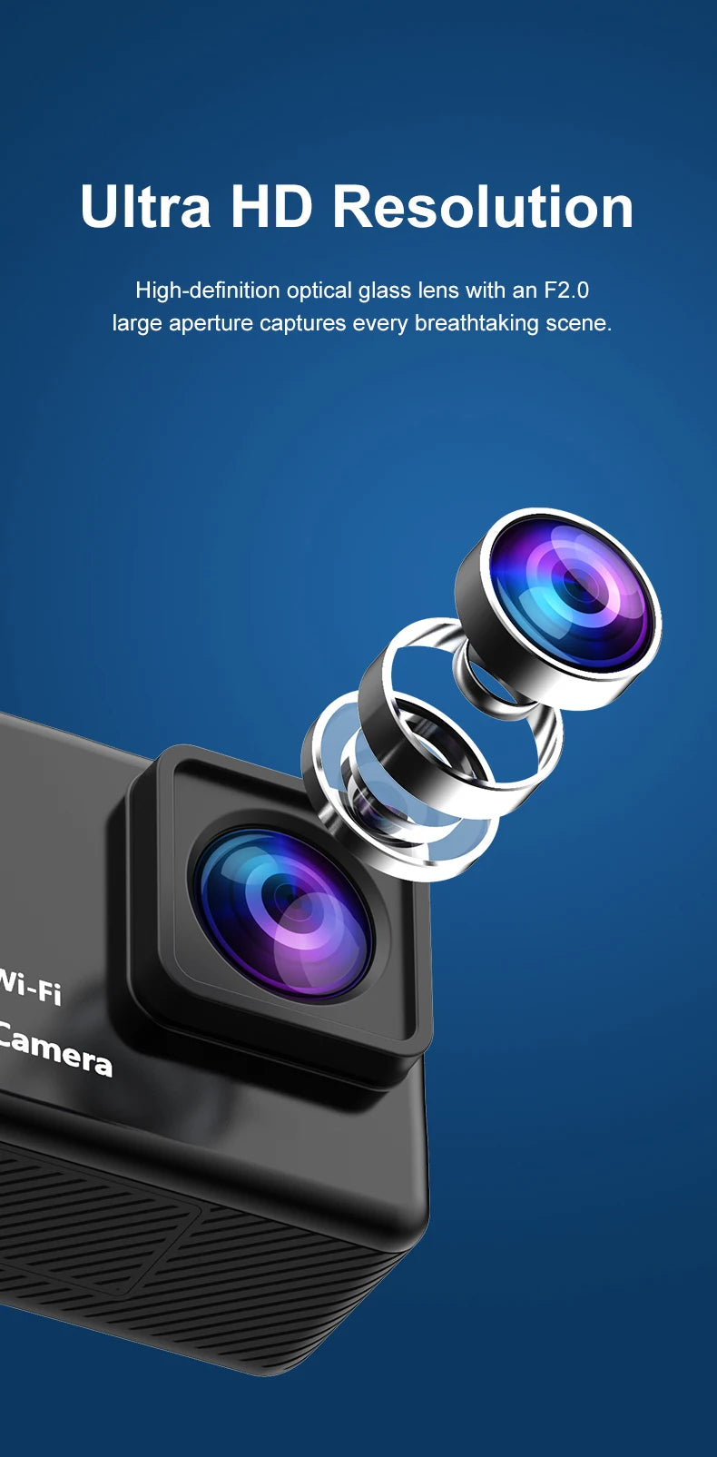 4K Action Camera with WiFi & Waterproof Case