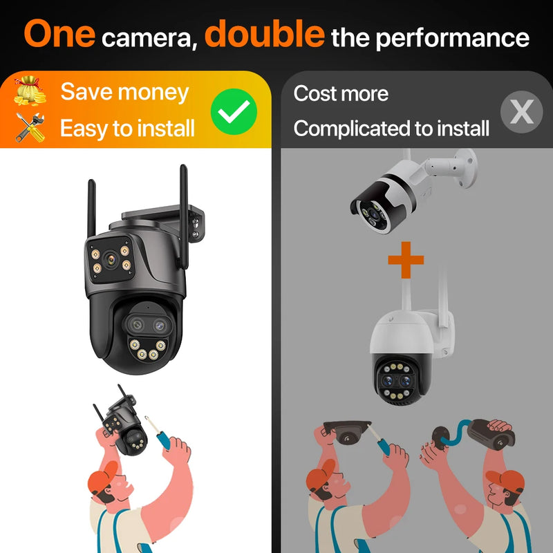 6K 9MP WiFi PTZ Outdoor Camera with Triple Lens & 8X Zoom