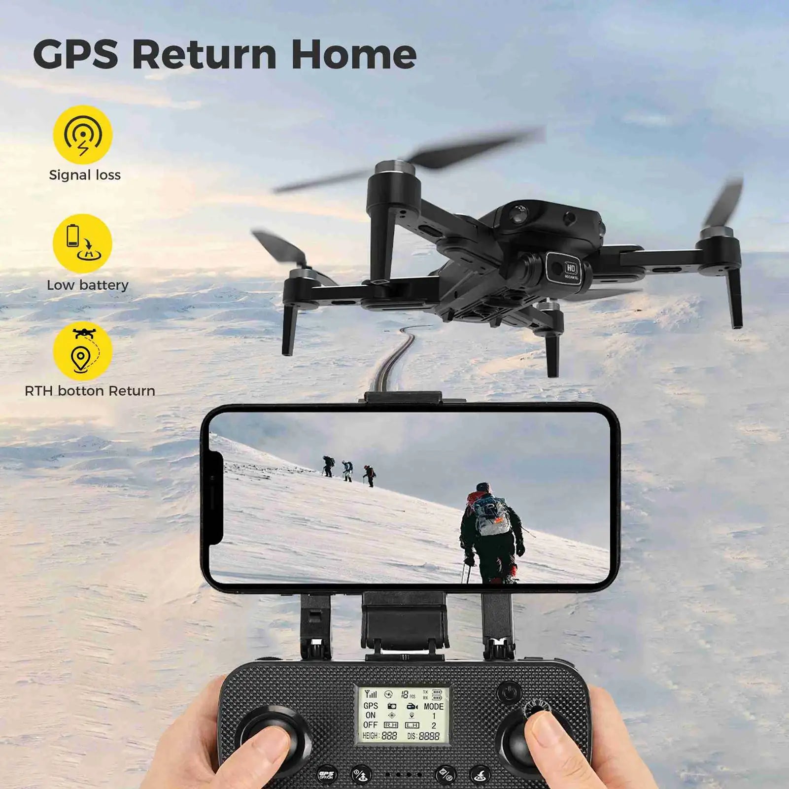 GPS Brushless RC Drone with 2 Batteries