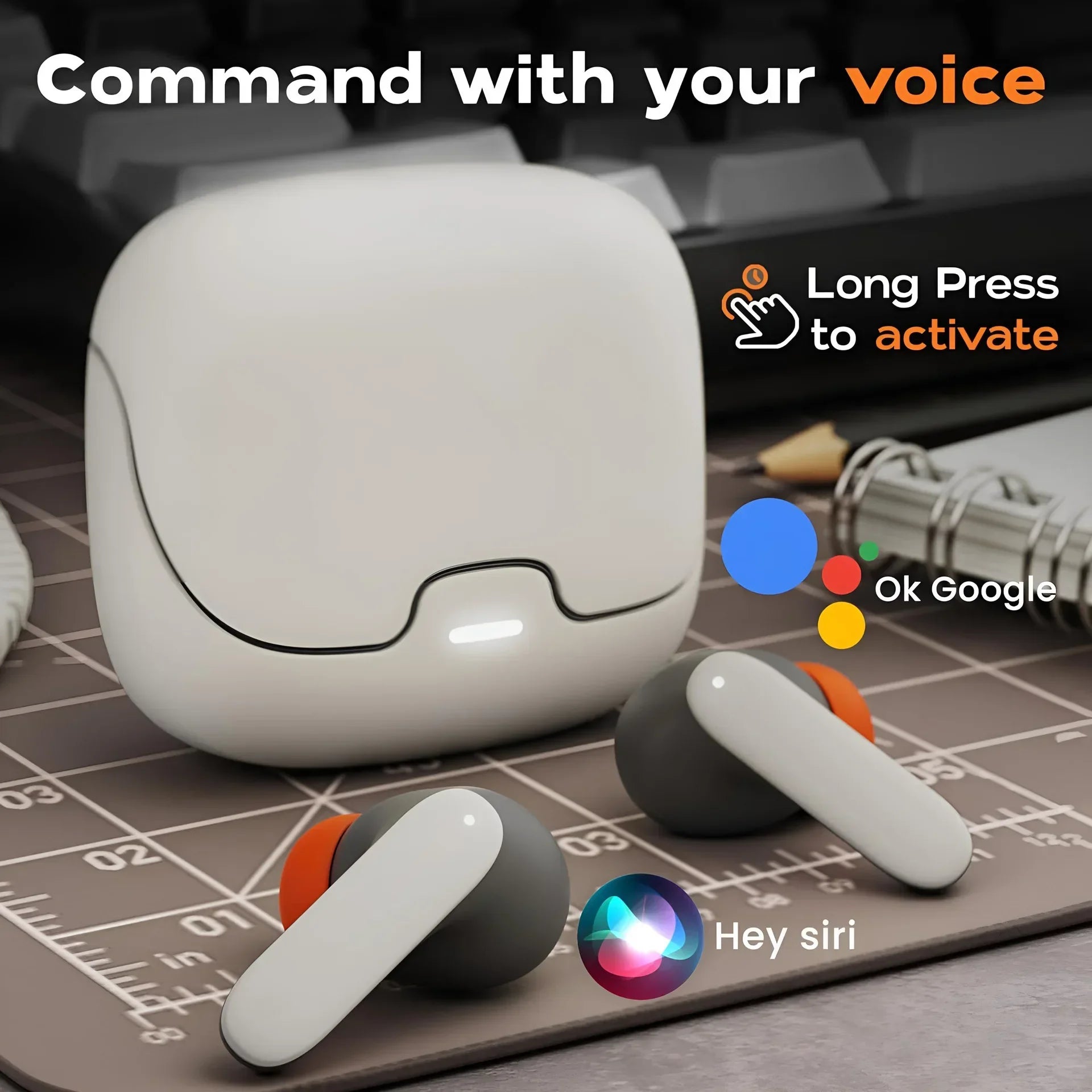 Bluetooth 5.4 TWS Wireless Earphones with ENC