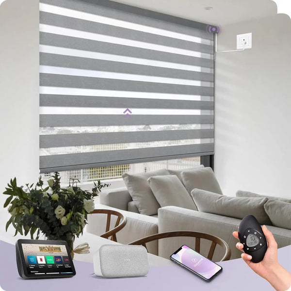 Smart Motorized Zebra Blinds – Alexa & Google Compatible