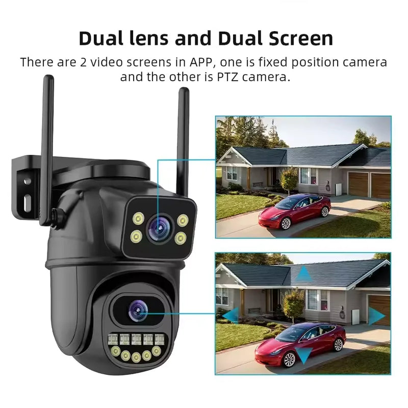 4K 8MP WiFi PTZ Security Camera with Dual Lens & AI Human Detection