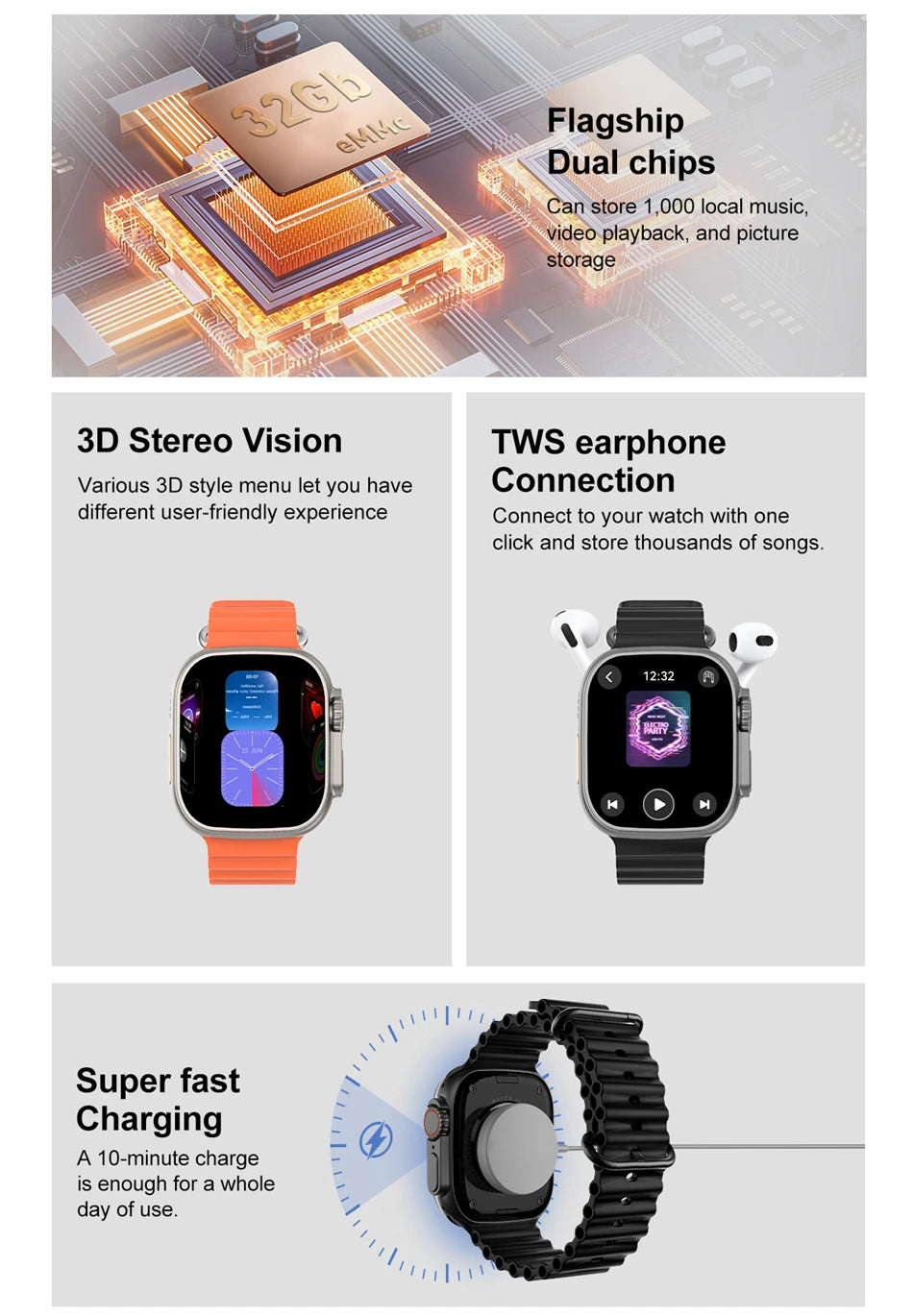 DT Ultra 3 – AMOLED Smartwatch with 4GB Storage, MP3/MP4, ChatGPT & AI Features
