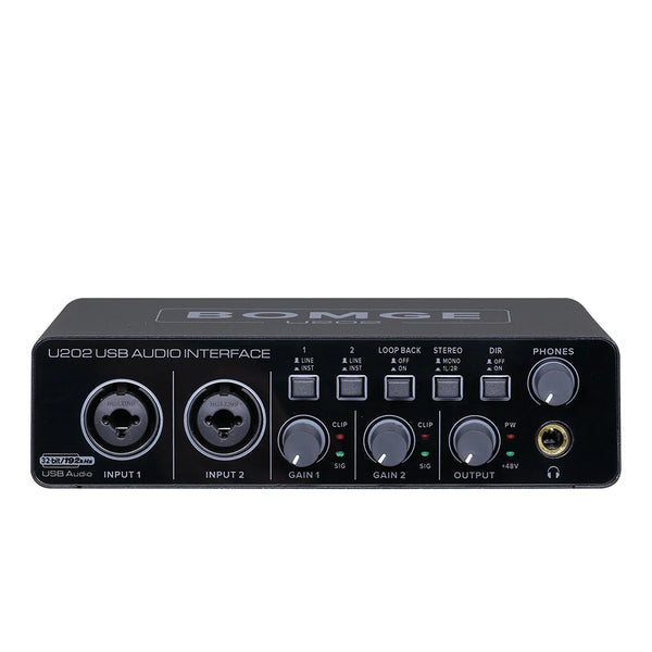 BOMGE U202 USB Audio Interface – 32-Bit Mic Preamp for Recording & Streaming