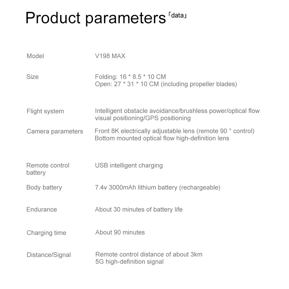 Xiaomi Mijia V198MAX 8K Professional Brushless FPV Drone with Laser Obstacle Avoidance
