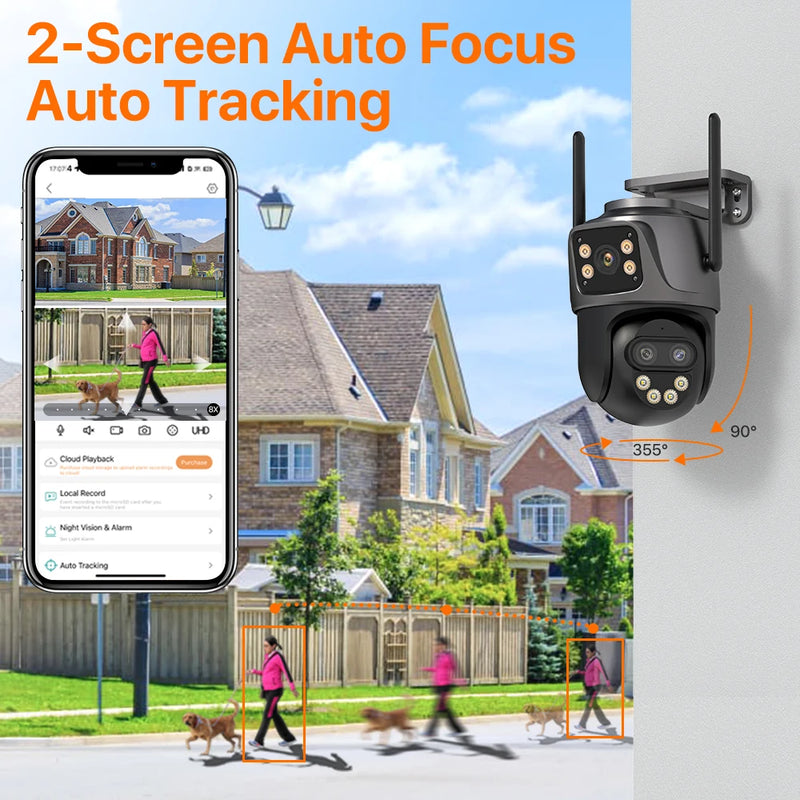 6K 9MP WiFi PTZ Outdoor Camera with Triple Lens & 8X Zoom