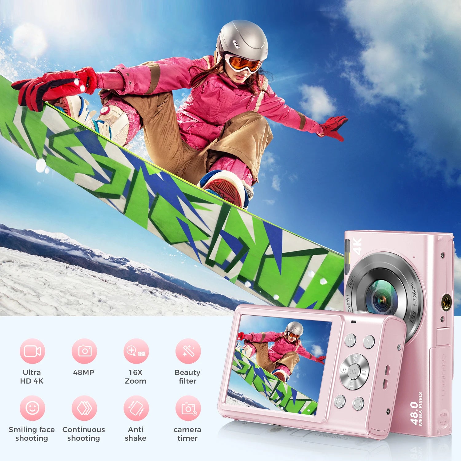 4K 48MP Digital Camera with Autofocus & Large Screen