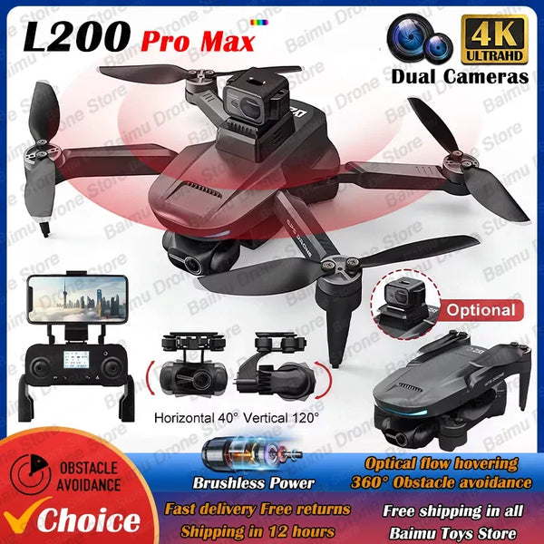 L200 PRO MAX Drone – 4K GPS Quadcopter with 2-Axis Gimbal & Obstacle Avoidance