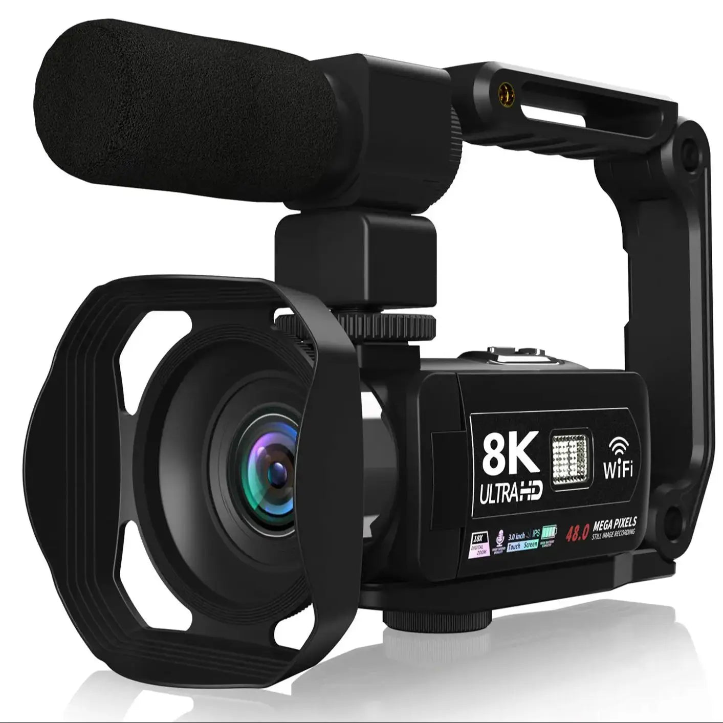 8K 48MP Digital Camera with 18X Zoom & 3" Touch Screen Camcorder