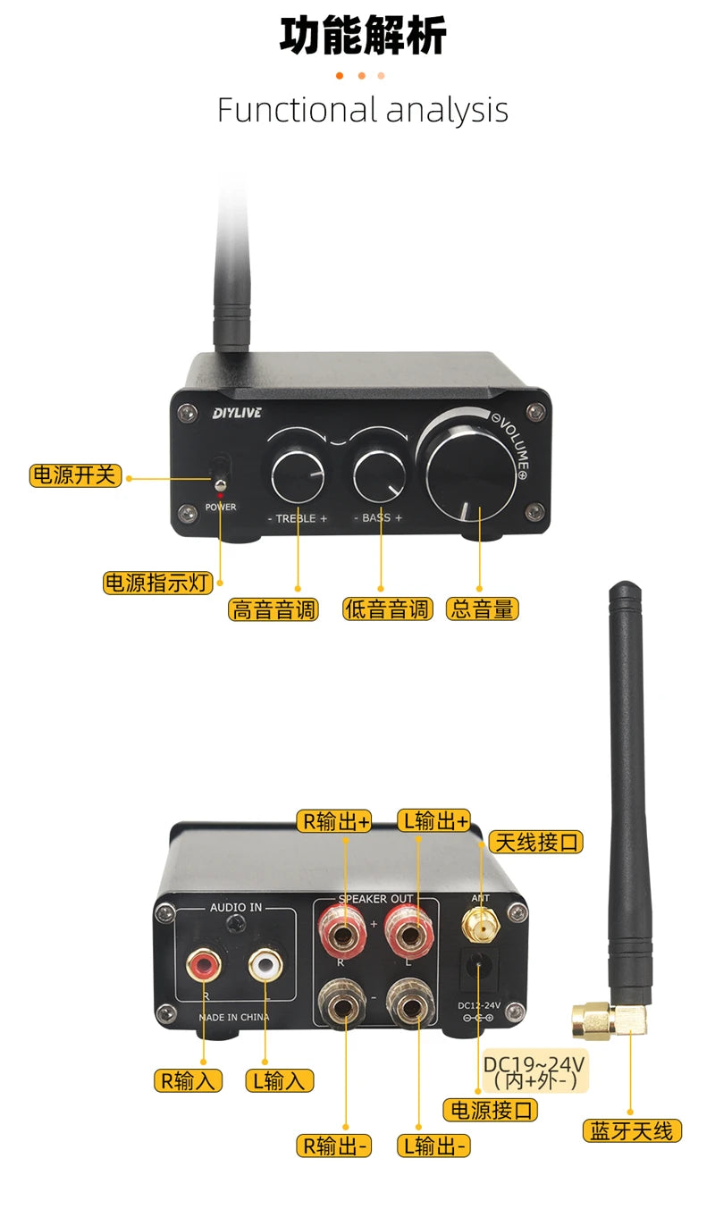 HiFi Bluetooth 5.0 Audio Amplifier TPA3116D2 100W×2