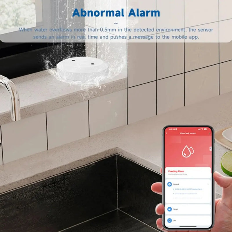 Tuya ZigBee Smart Water Leak Sensor with Alarm & App Control