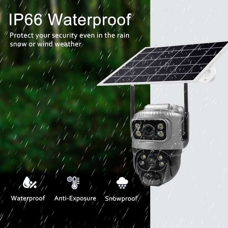 8MP 4K Solar 4G WiFi Outdoor Camera with Dual Lens & PIR Detection