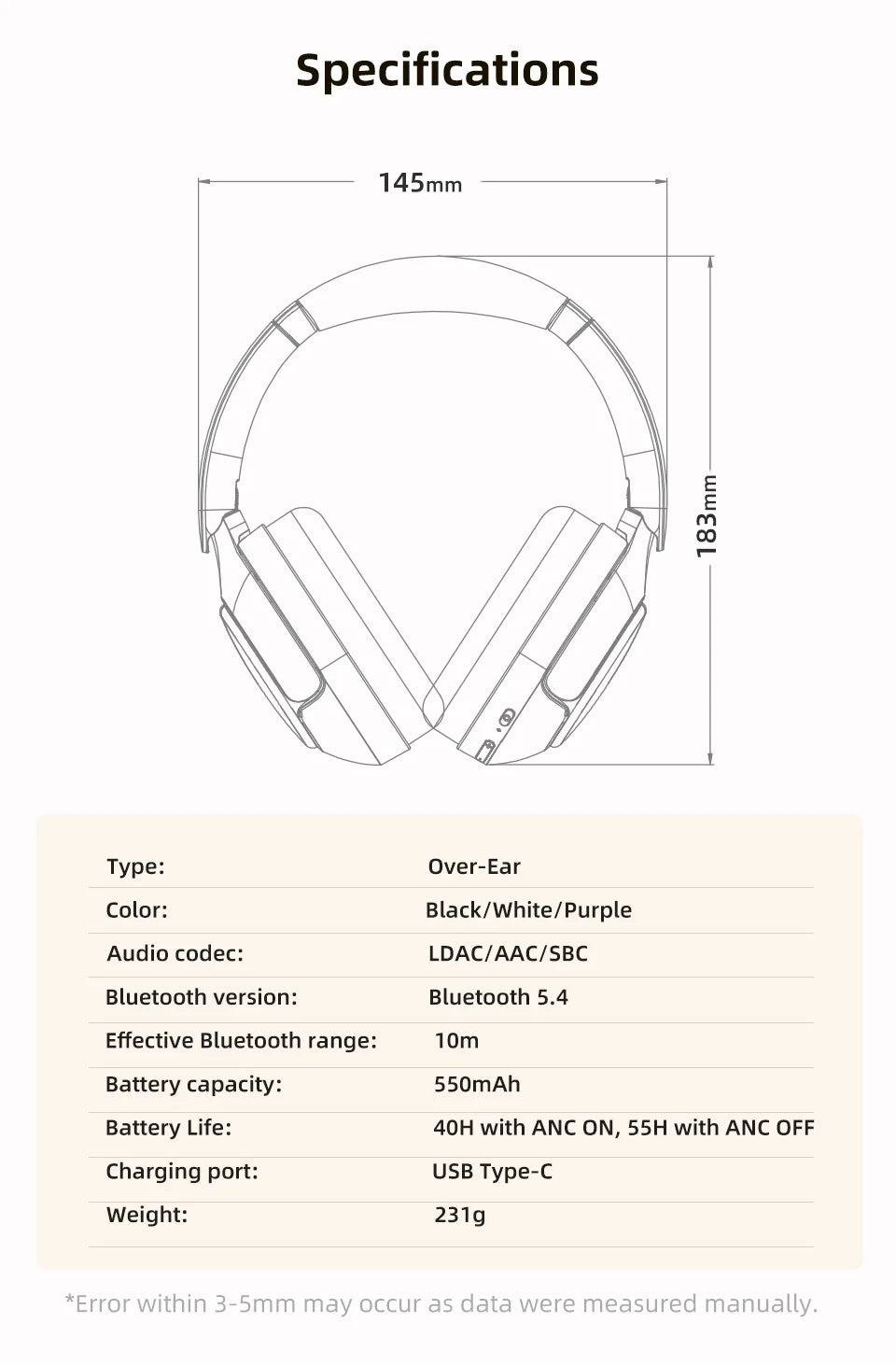 QCY H3 Pro ANC Wireless Headphones