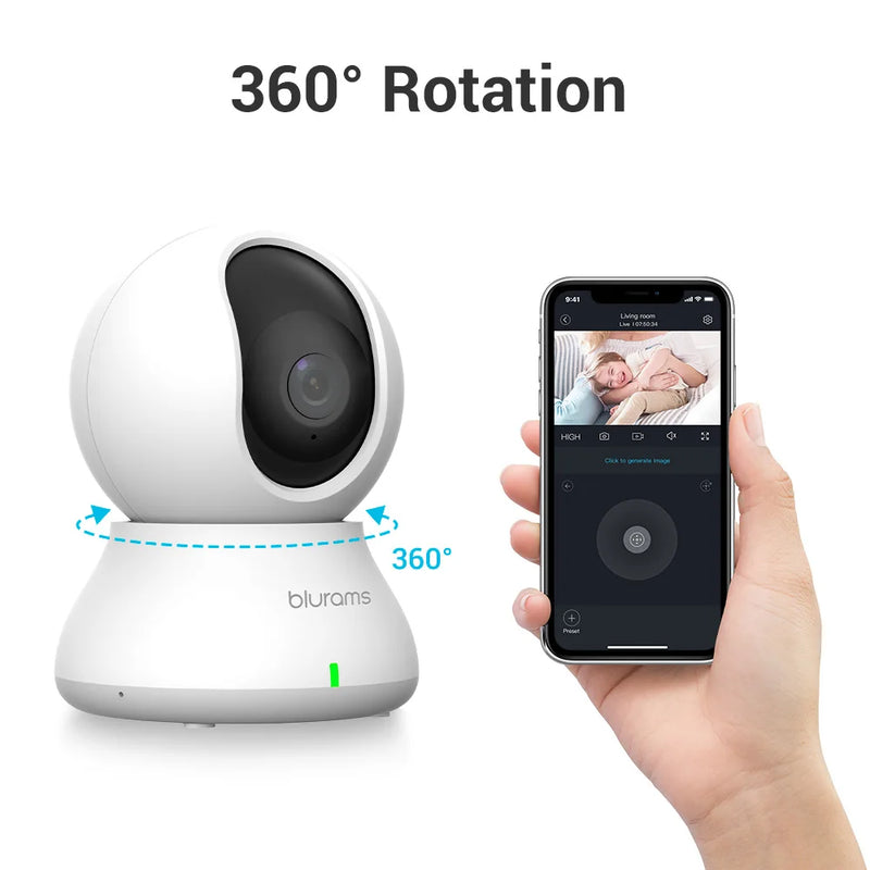 Blurams 2K Indoor WiFi Security Camera – 360° PTZ