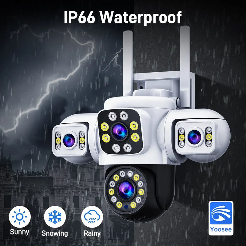 ANSVICAM 6K PTZ Camera – Triple Lens 360° Outdoor WiFi Surveillance (12MP, IP66)