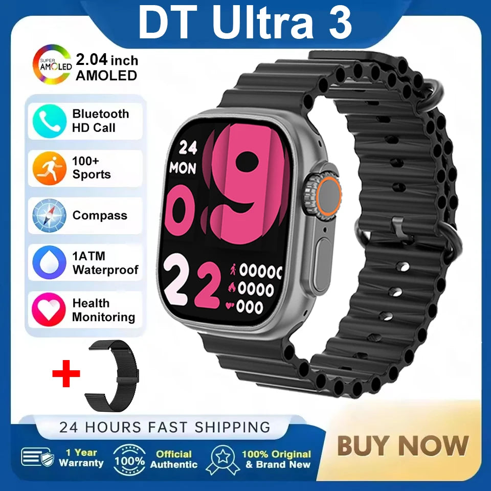DT Ultra 3 – AMOLED Smartwatch with 4GB Storage, MP3/MP4, ChatGPT & AI Features