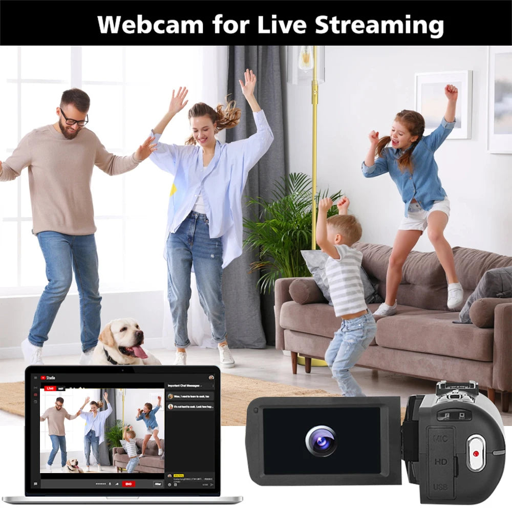 8K 48MP Digital Camera with 18X Zoom & 3" Touch Screen Camcorder