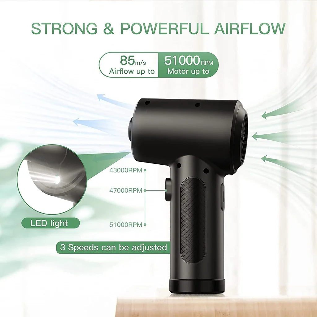 Cordless Air Duster – 51000RPM Compressed Air Blower with LED for PC & Keyboard