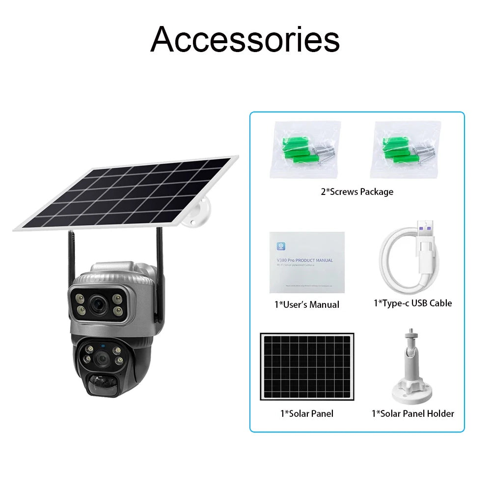 8MP 4K Solar 4G WiFi Outdoor Camera with Dual Lens & PIR Detection