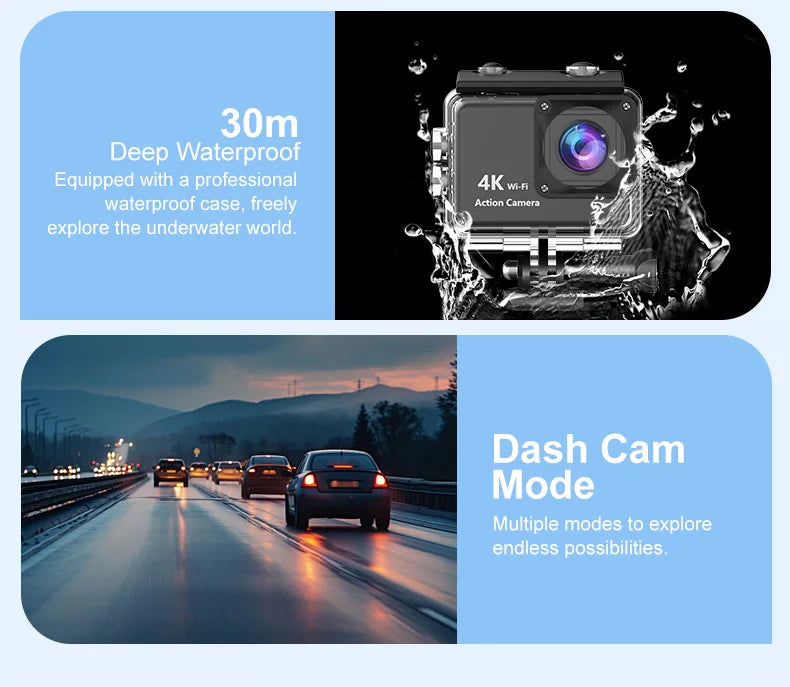 4K Action Camera with WiFi & Waterproof Case
